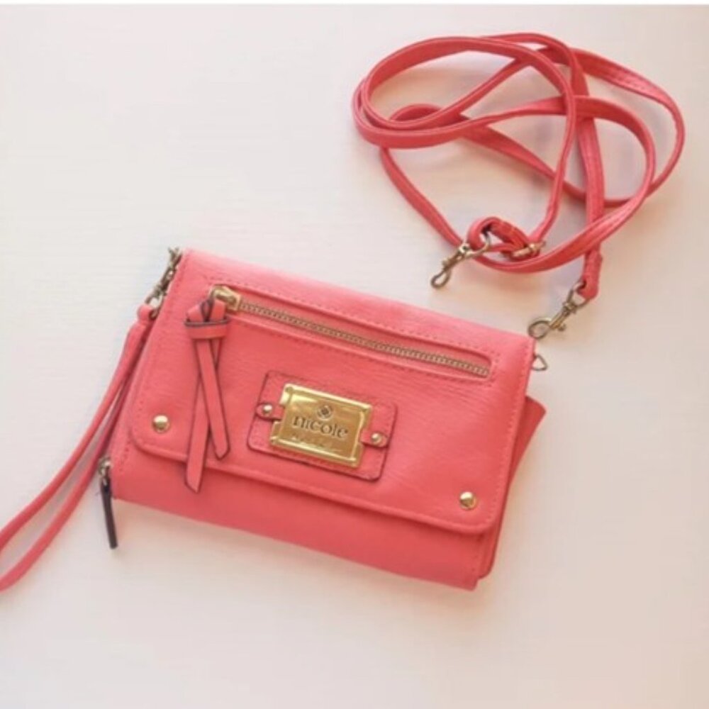 Nicole by Nicole Miller Convertible Wallet Crossbody in Papya w/ Gold Hardware